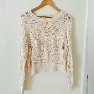 Lucky Brand Cream Open-Knit Sweater